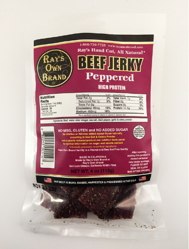 slide 1 of 1, Ray's Own Brand Peppered Beef Jerky, 3.25 oz