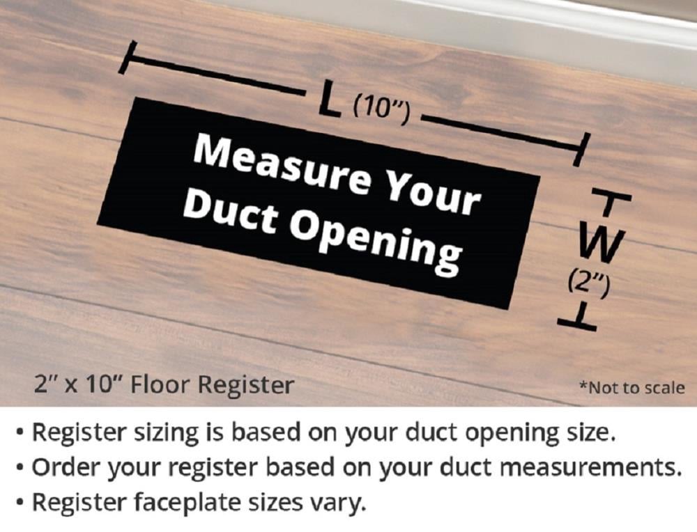 slide 2 of 2, Accord Ventilation 2-in x 10-in Maximum Airflow Steel White Floor Register, 1 ct