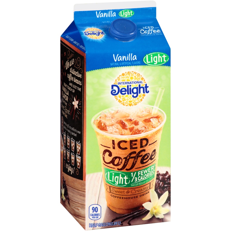 slide 7 of 8, International Delight Iced Coffee, Sweet & Creamy Light, Vanilla - 1/2 gal, 1/2 gal