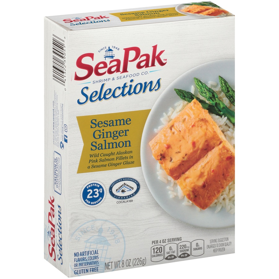 slide 2 of 8, SeaPak Selections Sesame Ginger Salmon, 8 oz