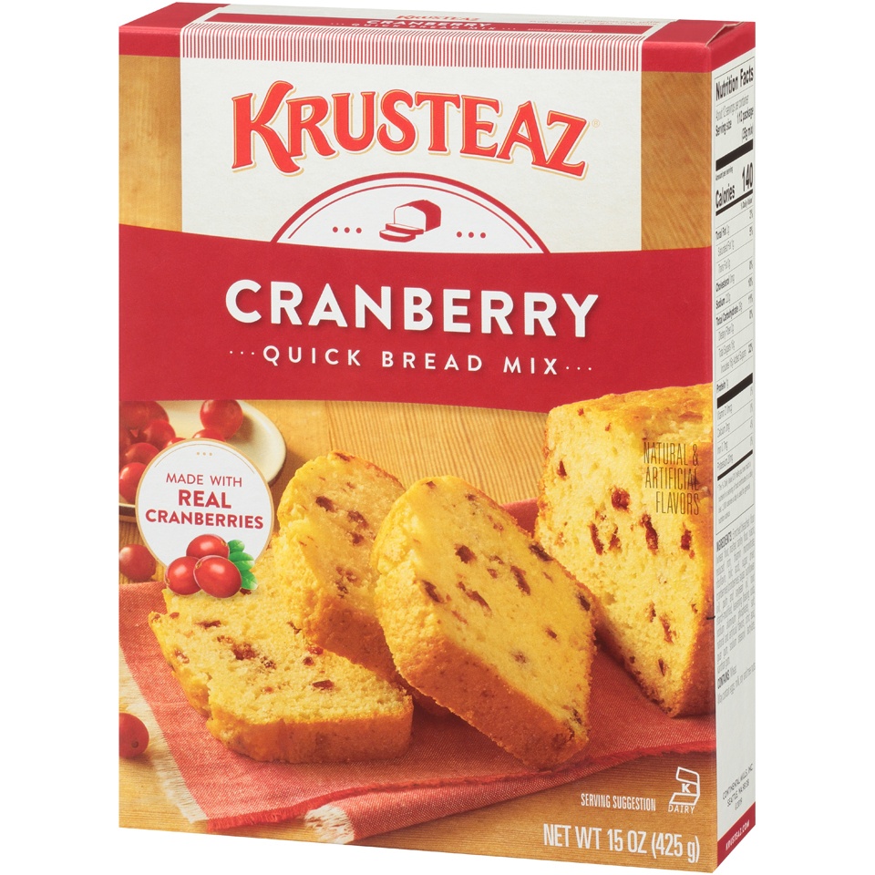 slide 2 of 8, Krusteaz Cranberry Quick Bread Supreme Mix, 15 oz