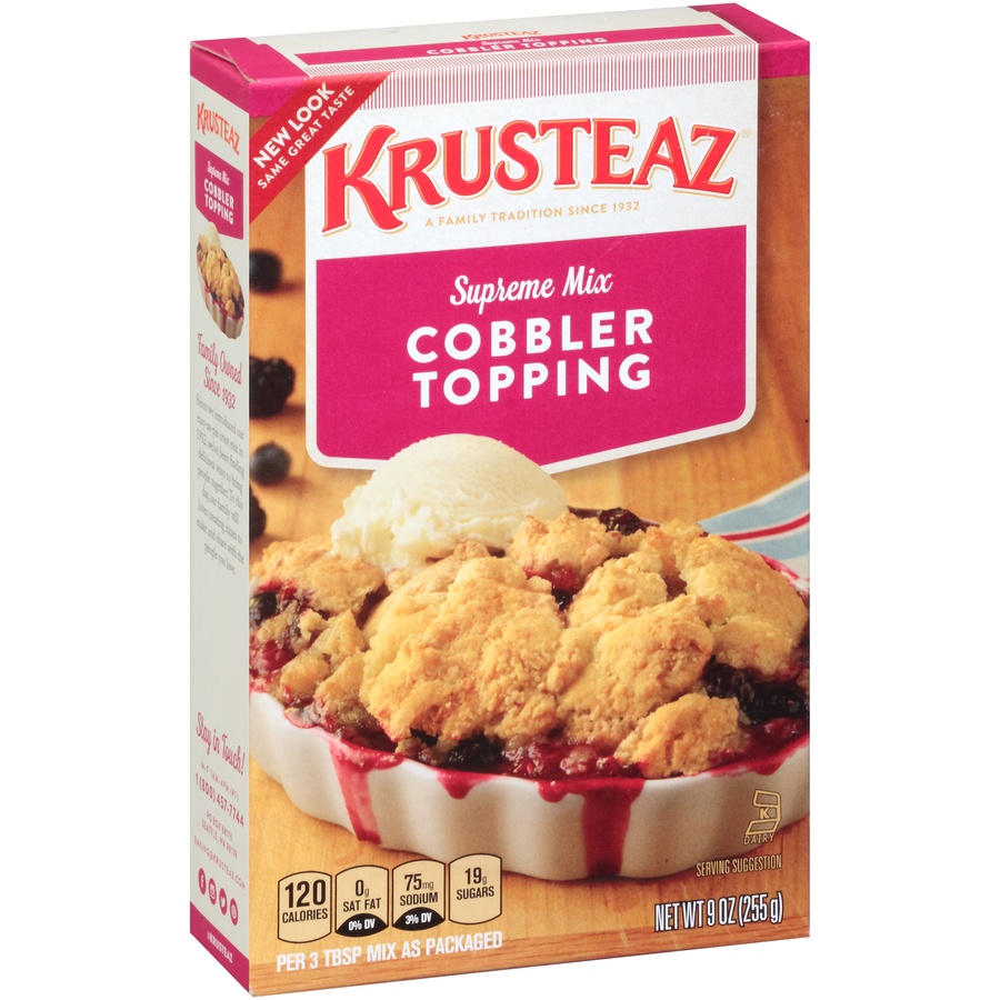 slide 5 of 8, Krusteaz Cobbler Topping Supreme Mix, 10 oz