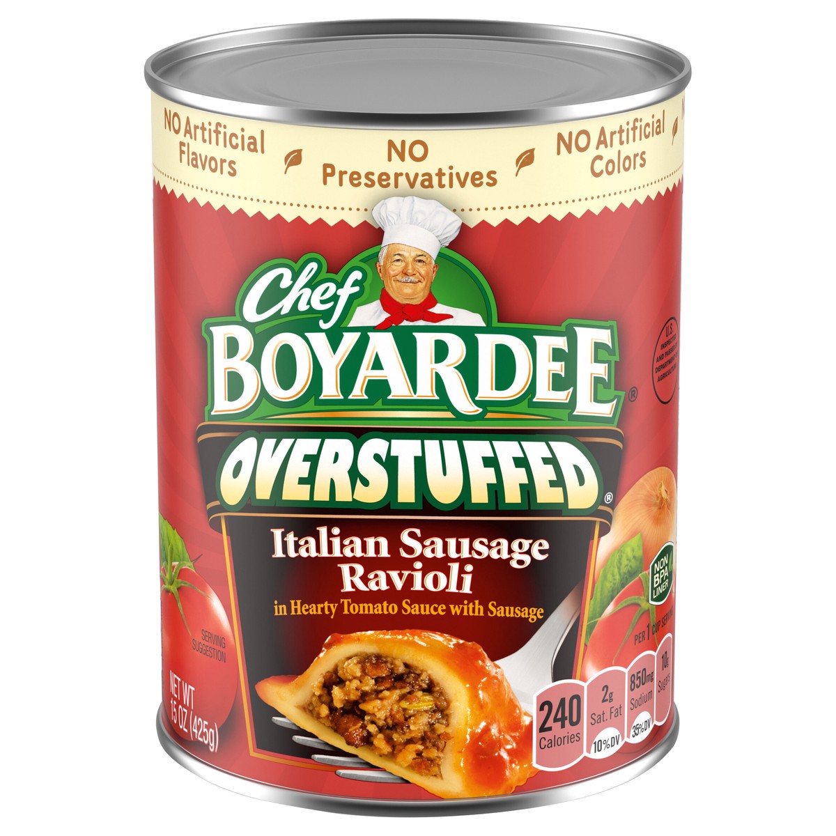 slide 1 of 5, Chef Boyardee Overstuffed Italian Sausage Ravioli 15 oz, 15 oz