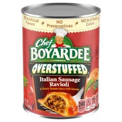 Chef Boyardee Overstuffed Italian Sausage Ravioli in Tomato Sauce with Sausage, 15 oz. Can