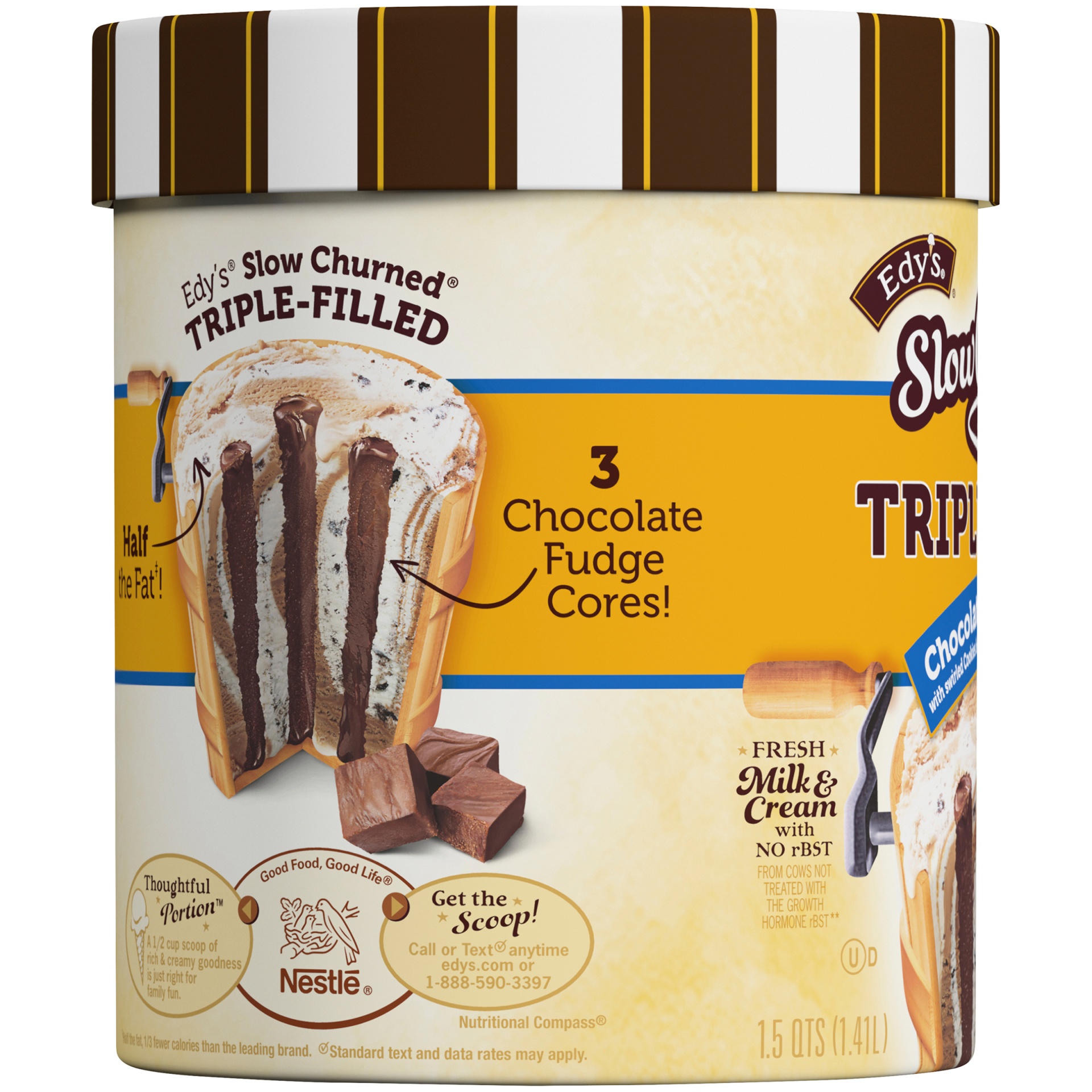 slide 4 of 8, Edy's Chocolate Cookie Core Ice Cream, 48 oz