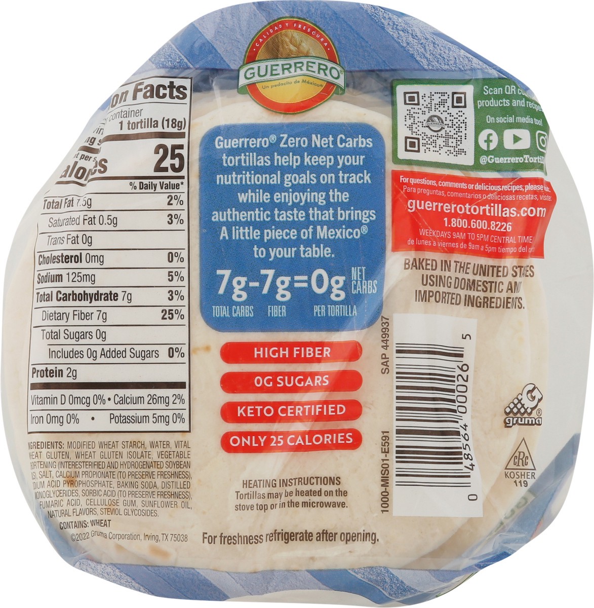 slide 6 of 9, Guerrero Zero Net Carbs Original Tortillas, Street Taco Size, 14 pack, 14 ct