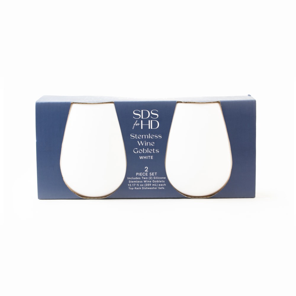 slide 1 of 1, SDS for HD Designs Silicone Stemless Goblets - White, 2 ct / 12.17 fl oz