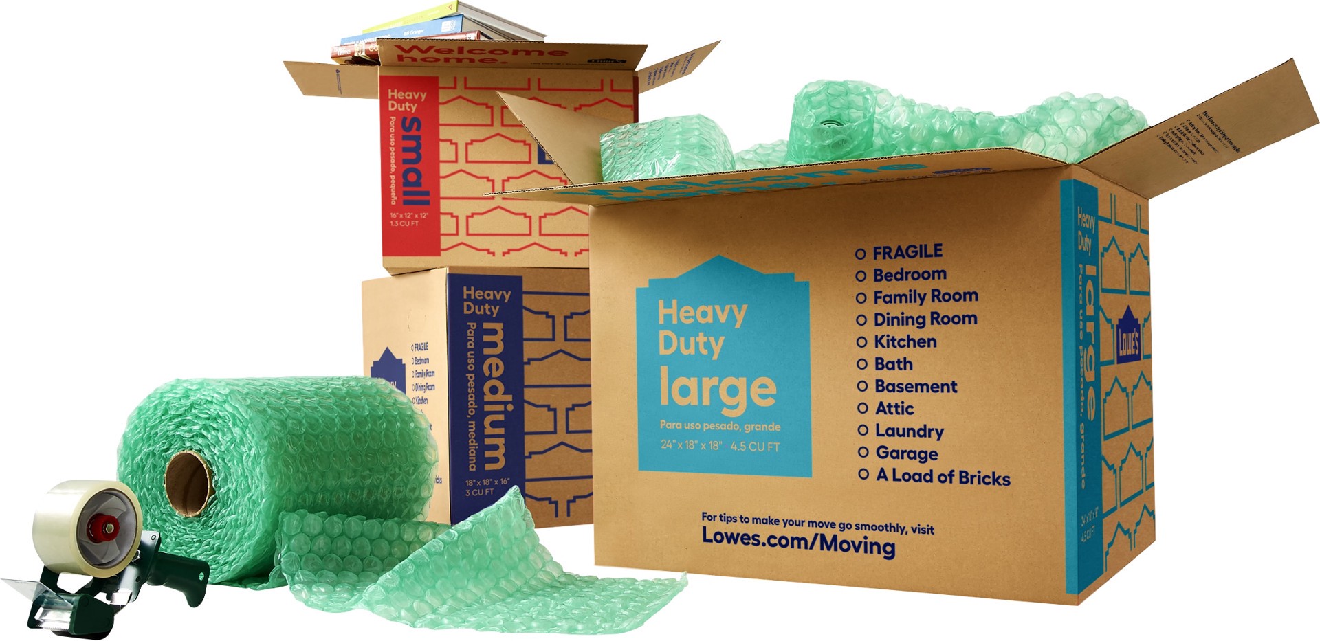 slide 5 of 6, Lowe's 24.0-in W x 18.0-in H x 18.0-in D Classic Large Cardboard Moving Box with Handle Holes, 1 ct