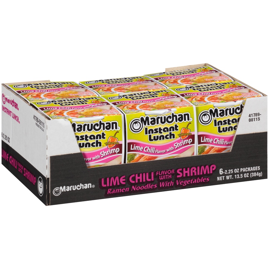 slide 2 of 8, Maruchan Instant Lunch Lime Chili Flavor with Shrimp Ramen Noodle Soup, 6 ct; 2.25 oz