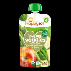 Happy Tot Organics Love My Veggies Stage 4 Organic Apples, Zucchini, Green Beans & Spinach Pouch 4.22 oz UNIT