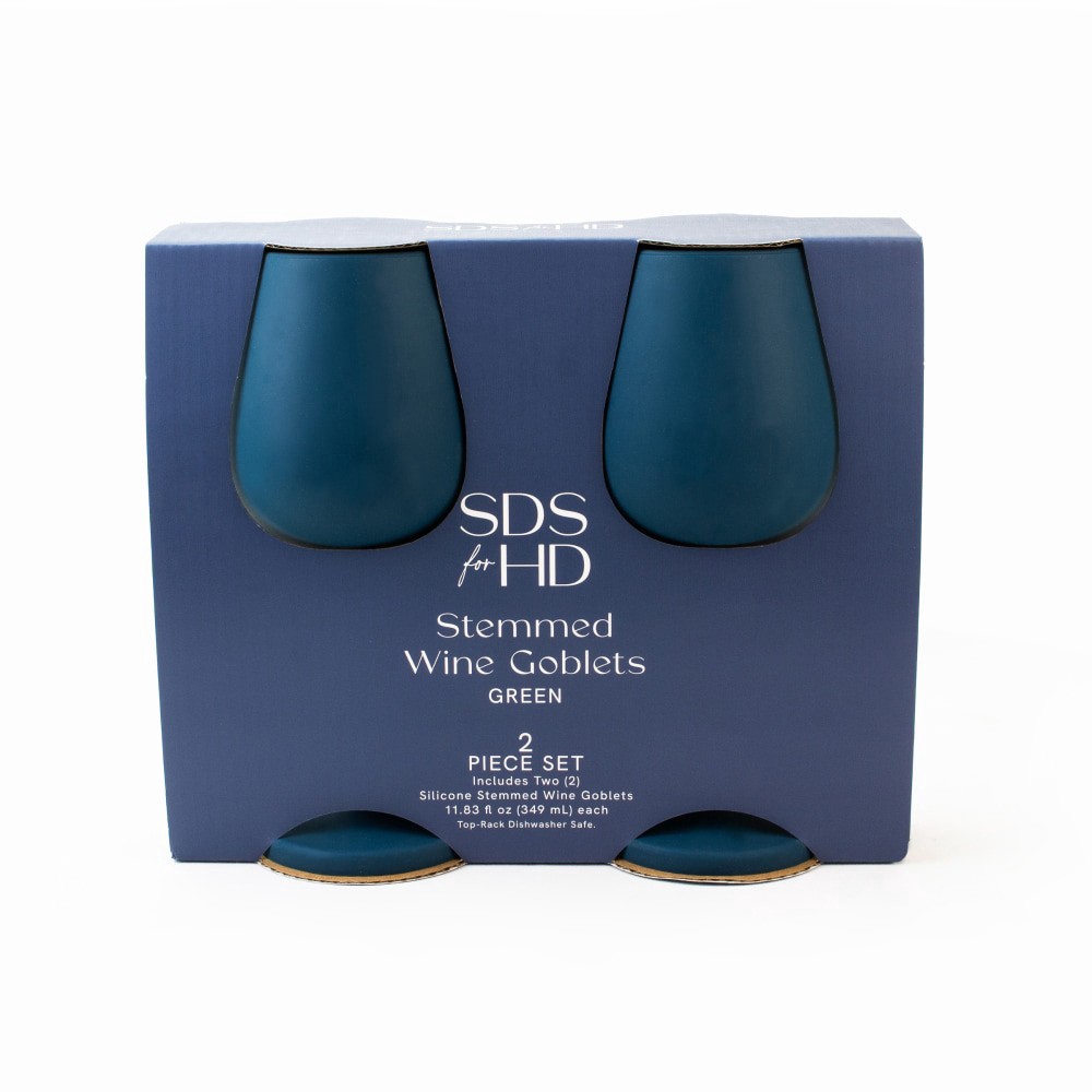 slide 1 of 1, SDS for HD Designs Silicone Stemmed Goblets - Green, 2 ct