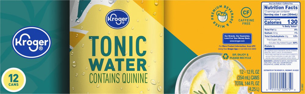 slide 2 of 2, Kroger Diet Tonic Water - 12 ct; 12 fl oz - 12 ct; 12 fl oz, 12 ct; 12 fl oz