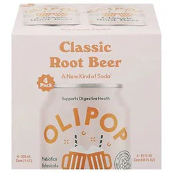 OLIPOP Classic Root Beer Prebiotic Soda - 4ct/12 fl oz Cans