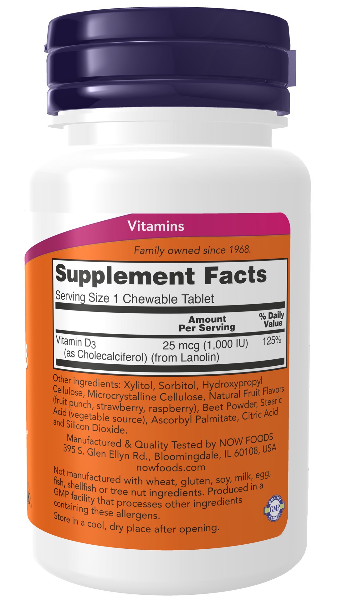 slide 4 of 4, NOW Vitamin D-3 1000 IU - 180 Chewables, 180 ct