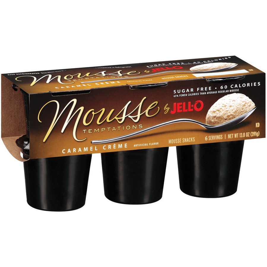 slide 3 of 3, Jell-O Mousse Snacks, Caramel Creme, 2.3 oz