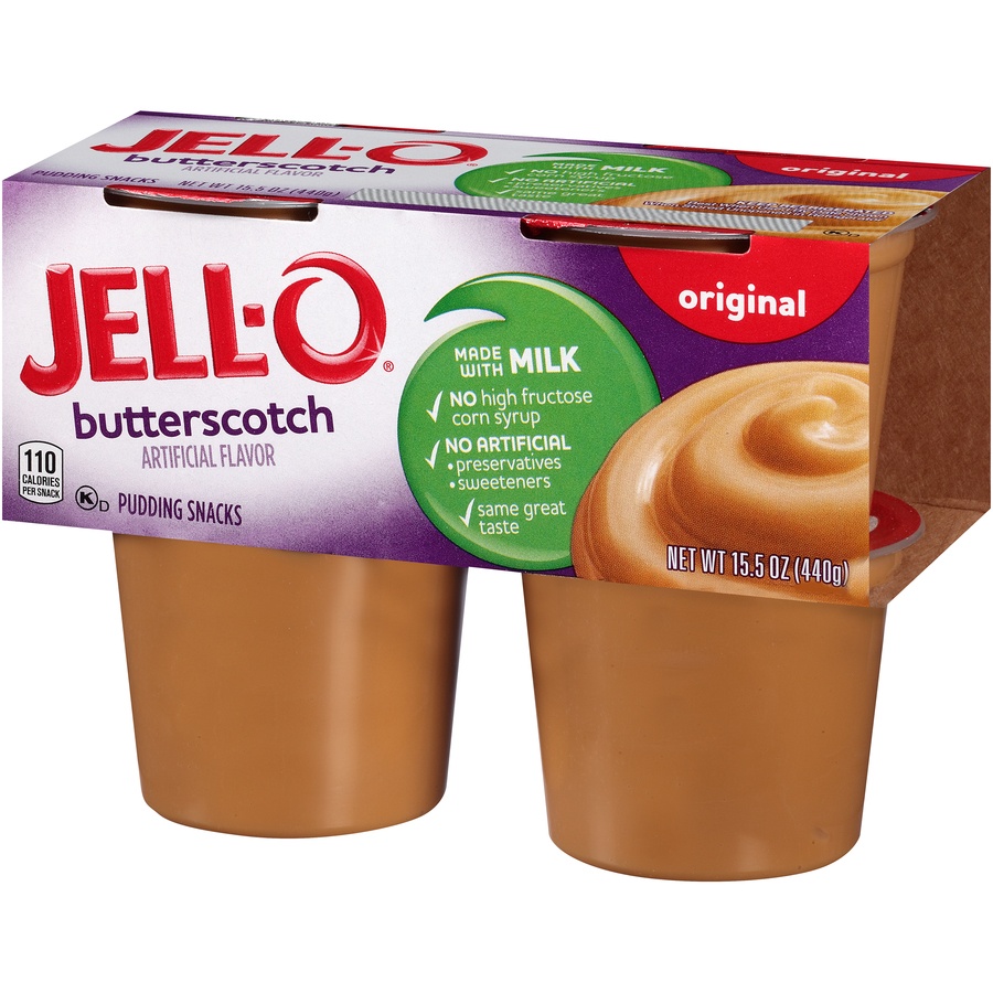 slide 3 of 8, Jell-O Original Butterscotch Pudding Snacks, 4 ct; 15.5 oz