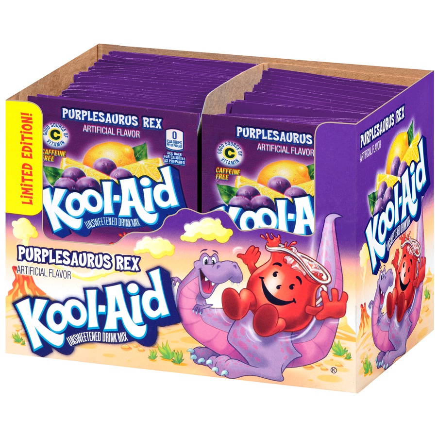 slide 3 of 5, Kool-Aid Drink Mix, Unsweetened, Purplesaurus Rex - 2 qt, 2 qt