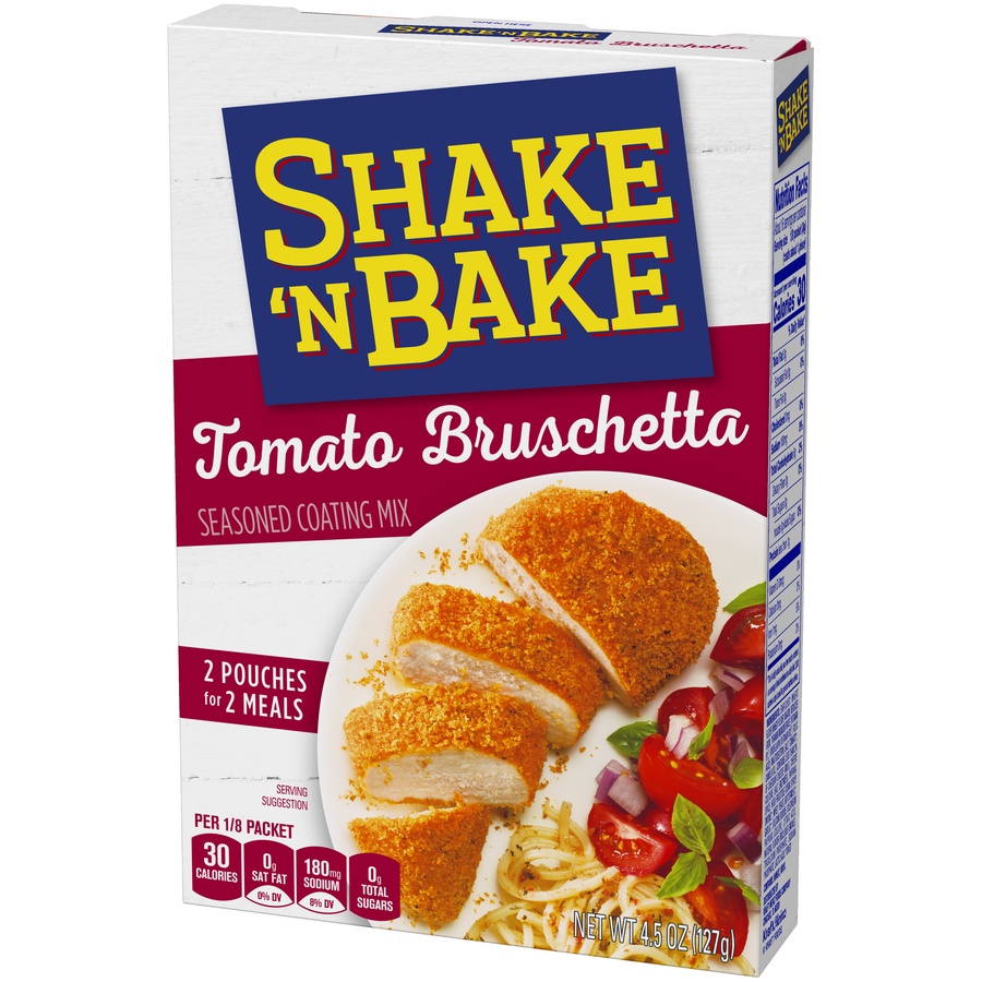 slide 3 of 8, Kraft Shake'N Bake Tomato Bruschetta Seasoned Coating Mix, 4.6 oz