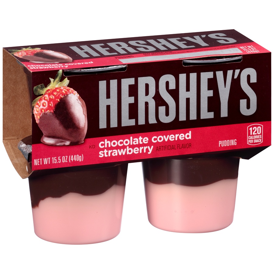 slide 2 of 8, Hershey's Chocolate Covered Strawberry Pudding, 4 ct; 15.5 oz