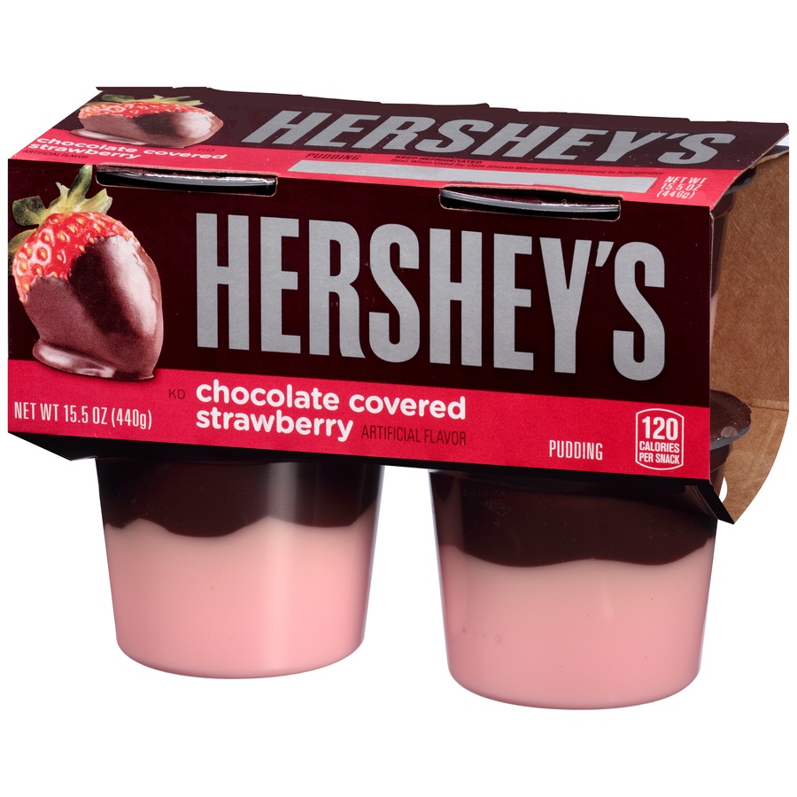 slide 3 of 8, Hershey's Chocolate Covered Strawberry Pudding, 4 ct; 15.5 oz