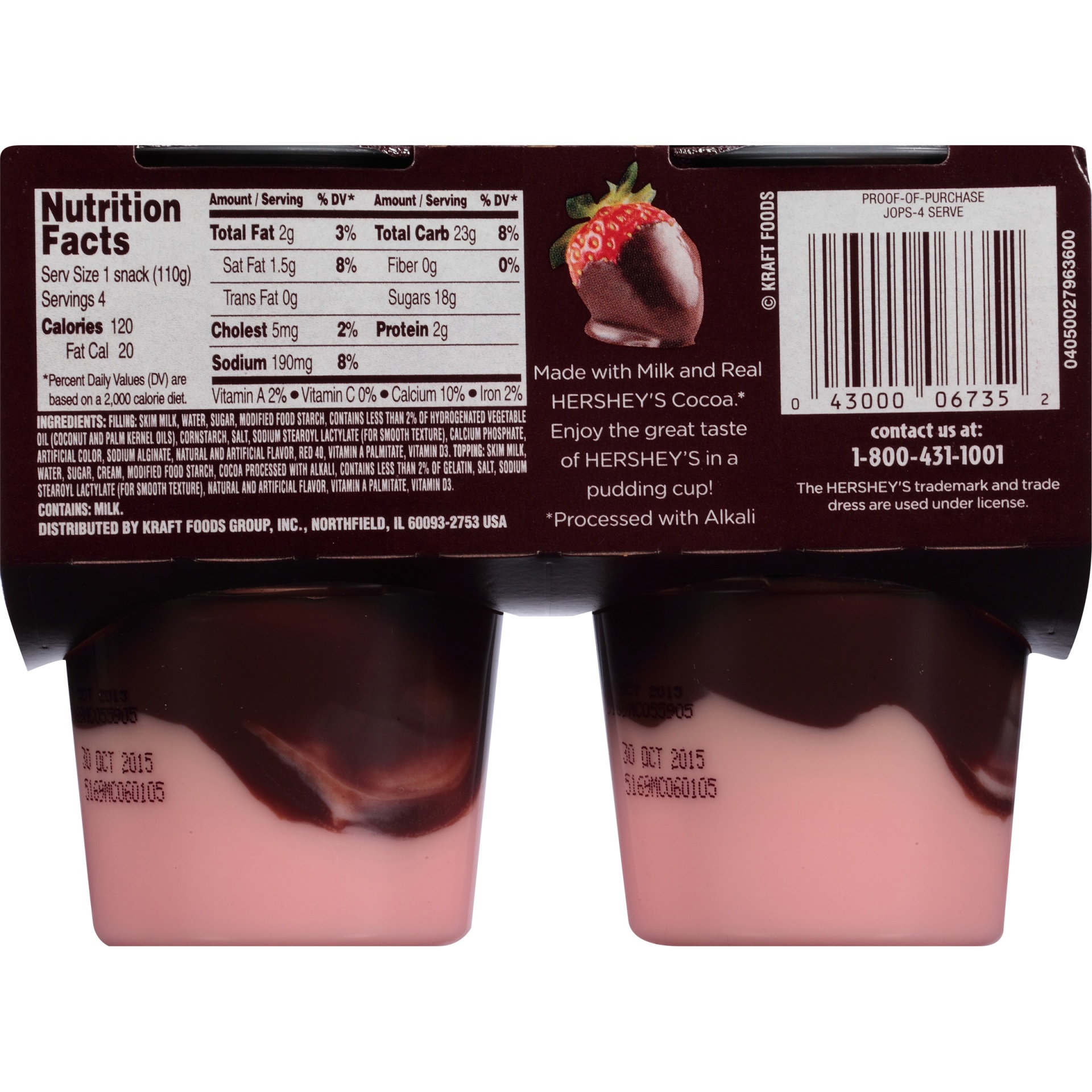 slide 6 of 8, Hershey's Chocolate Covered Strawberry Pudding, 4 ct; 15.5 oz