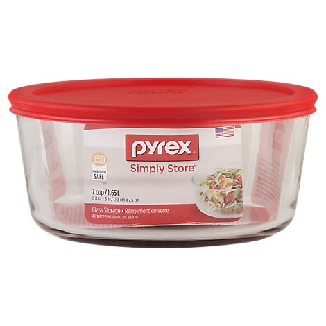 slide 1 of 1, Pyrex Simply Store Glass Storage 7 Cup Round - Each, 1 ct