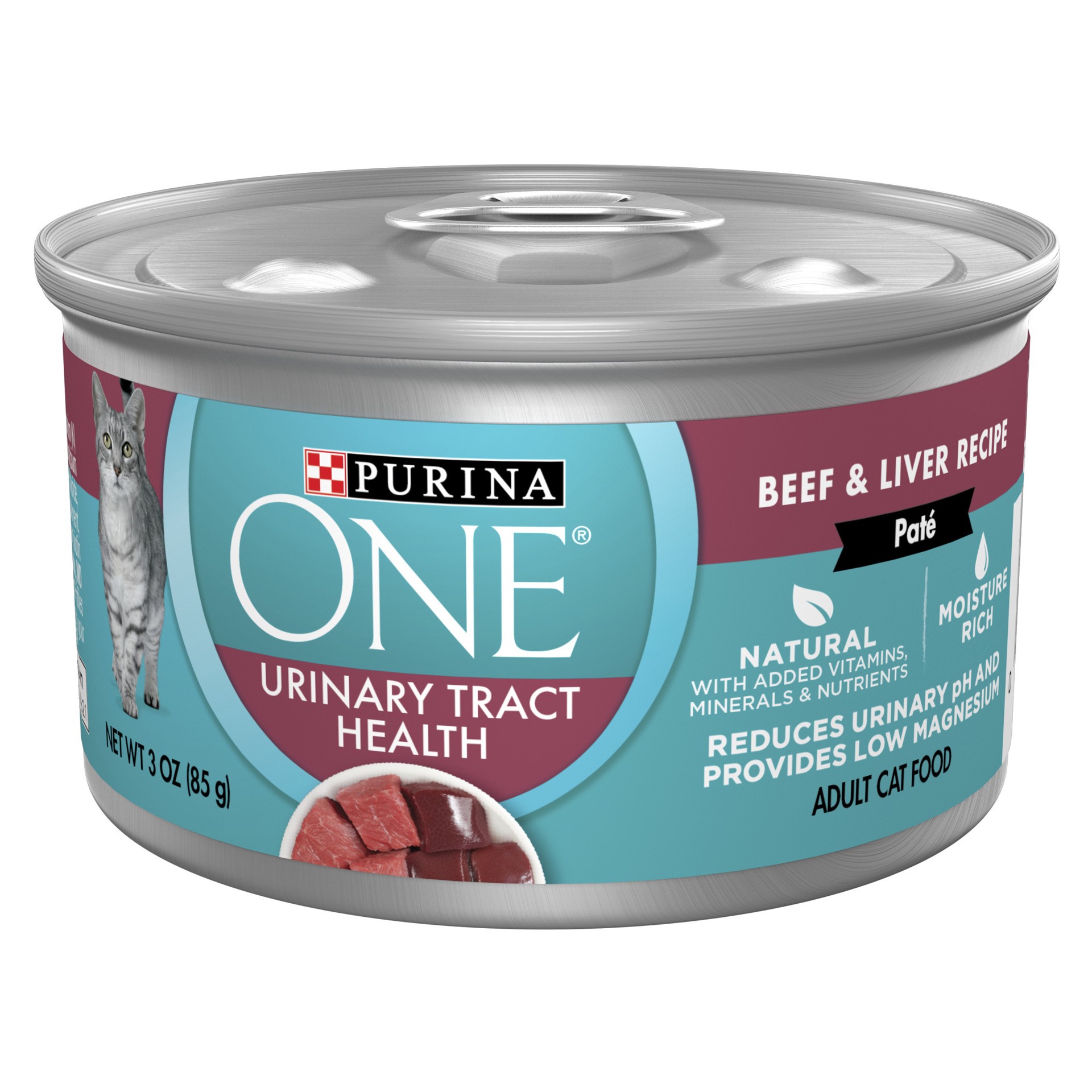 slide 1 of 7, ONE Purina ONE Urinary Tract Health, Natural Pate Wet Cat Food, Urinary Tract Health Beef & Liver Recipe, 3 oz