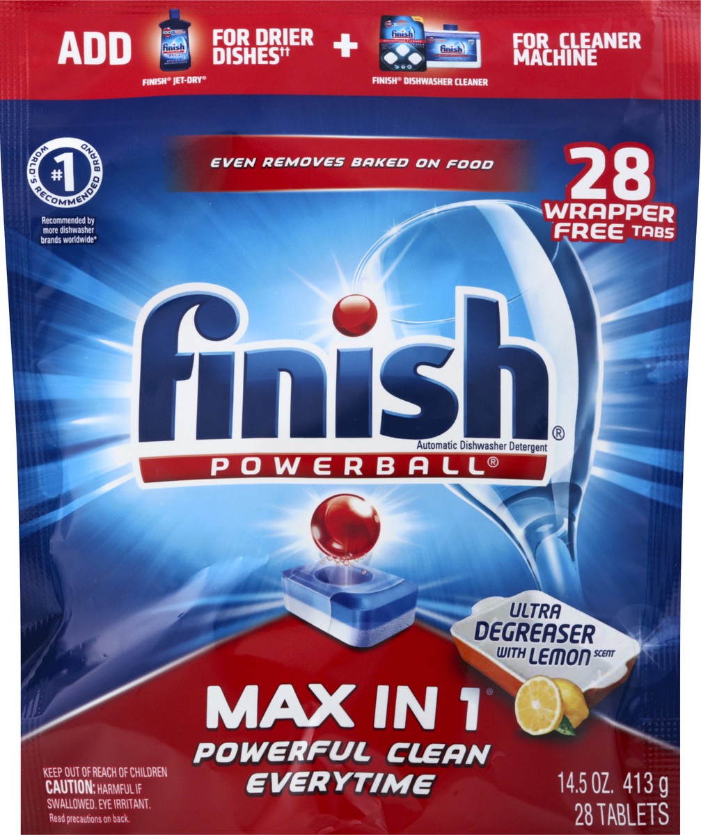 slide 6 of 6, FINISH POWERBALL - Max in 1 Ultra-Degreaser with Lemon 6/28 ct., 28 ct