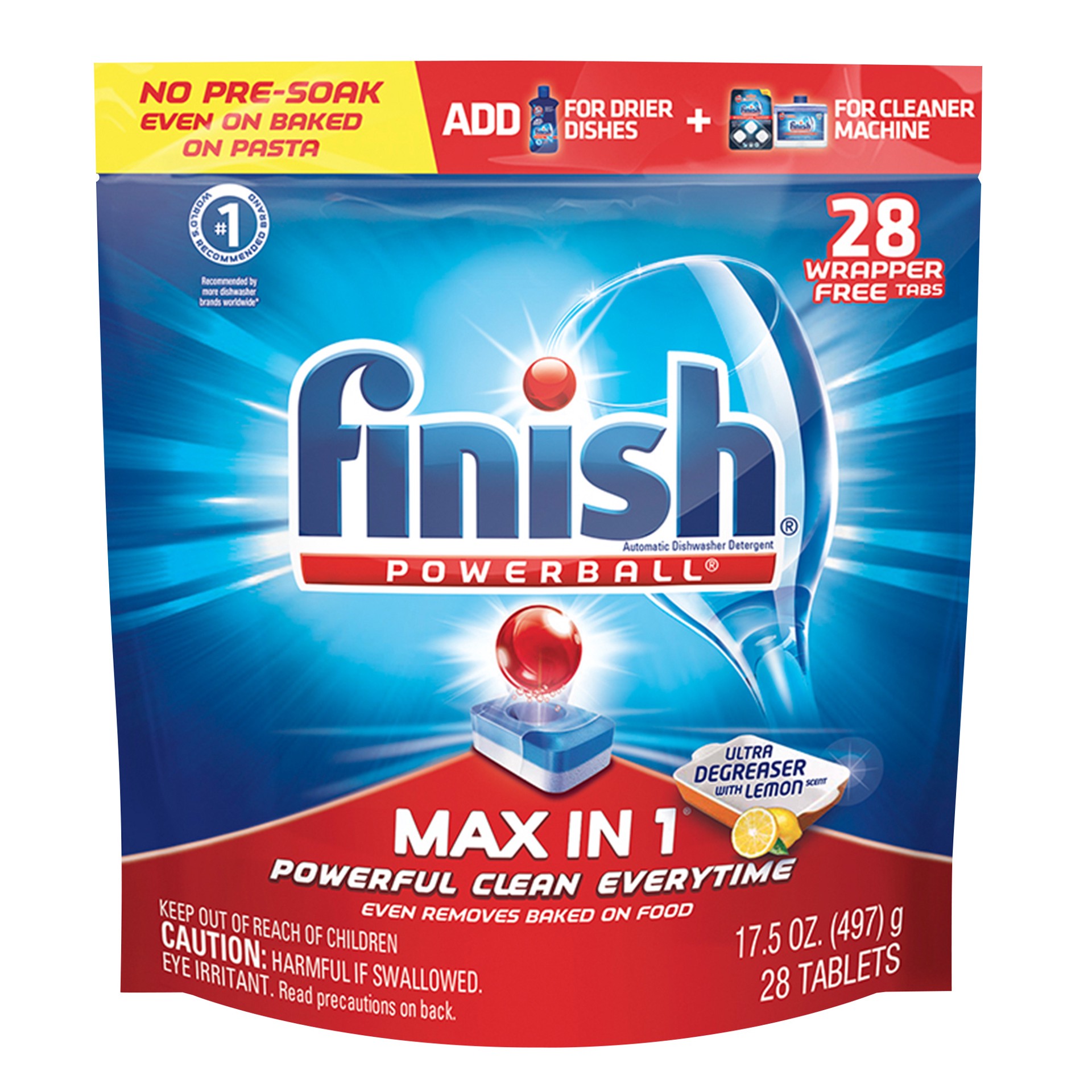 slide 1 of 6, FINISH POWERBALL - Max in 1 Ultra-Degreaser with Lemon 6/28 ct., 28 ct