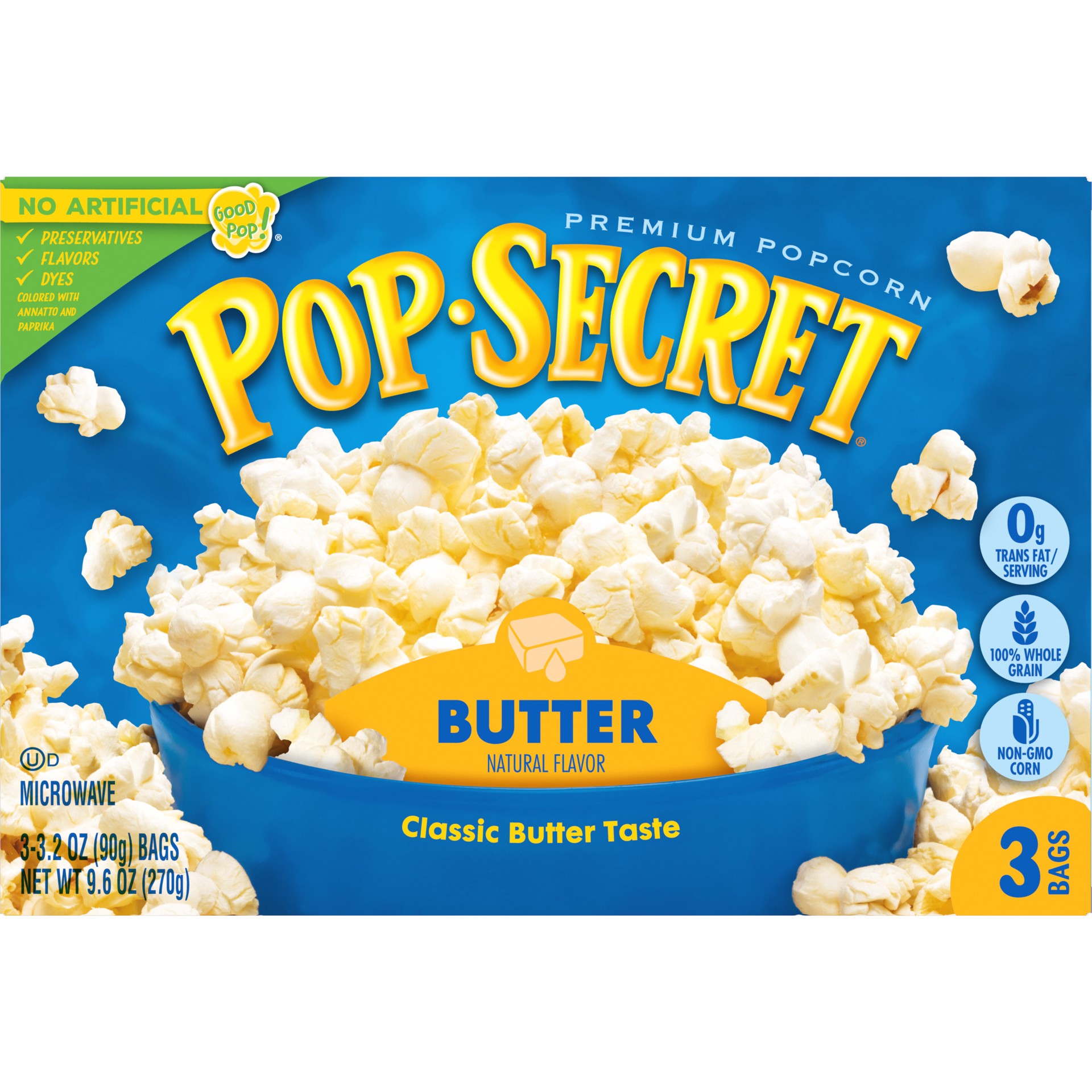 slide 2 of 5, Pop-Secret Microwave Popcorn, Butter, 3.2 Oz, 3 Ct, 9.6 oz