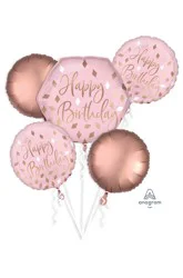 Helium Balloon Bouquet Birthday Blush, 5 Count