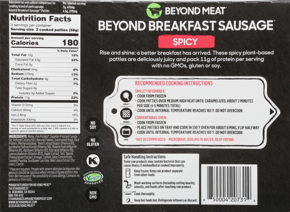 slide 4 of 9, Beyond Meat Beyond Breakfast Sausage Spicy Plant-Based Breakfast Patties - Frozen - 7.4oz, 7.4 oz