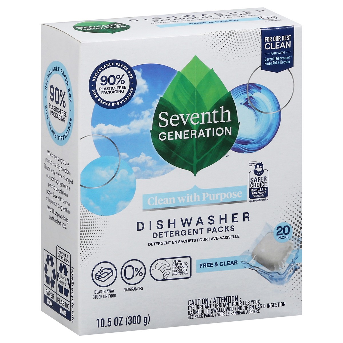 slide 6 of 12, Seventh Generation Dishwasher Detergent Packs Free & Clear, 20 count, 20 ct