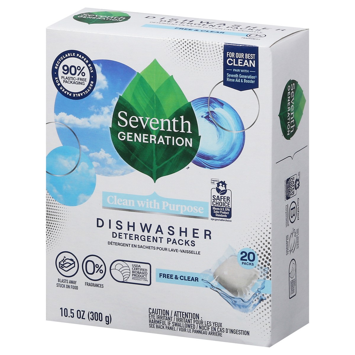 slide 2 of 12, Seventh Generation Dishwasher Detergent Packs Free & Clear, 20 count, 20 ct
