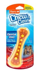 Hartz Chew N Clean Toy + Treat For Dogs Bacon Flavor Medium - Each