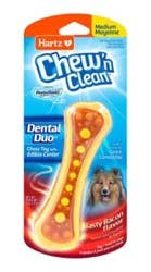 Hartz Chew N Clean Toy + Treat For Dogs Bacon Flavor Medium - Each