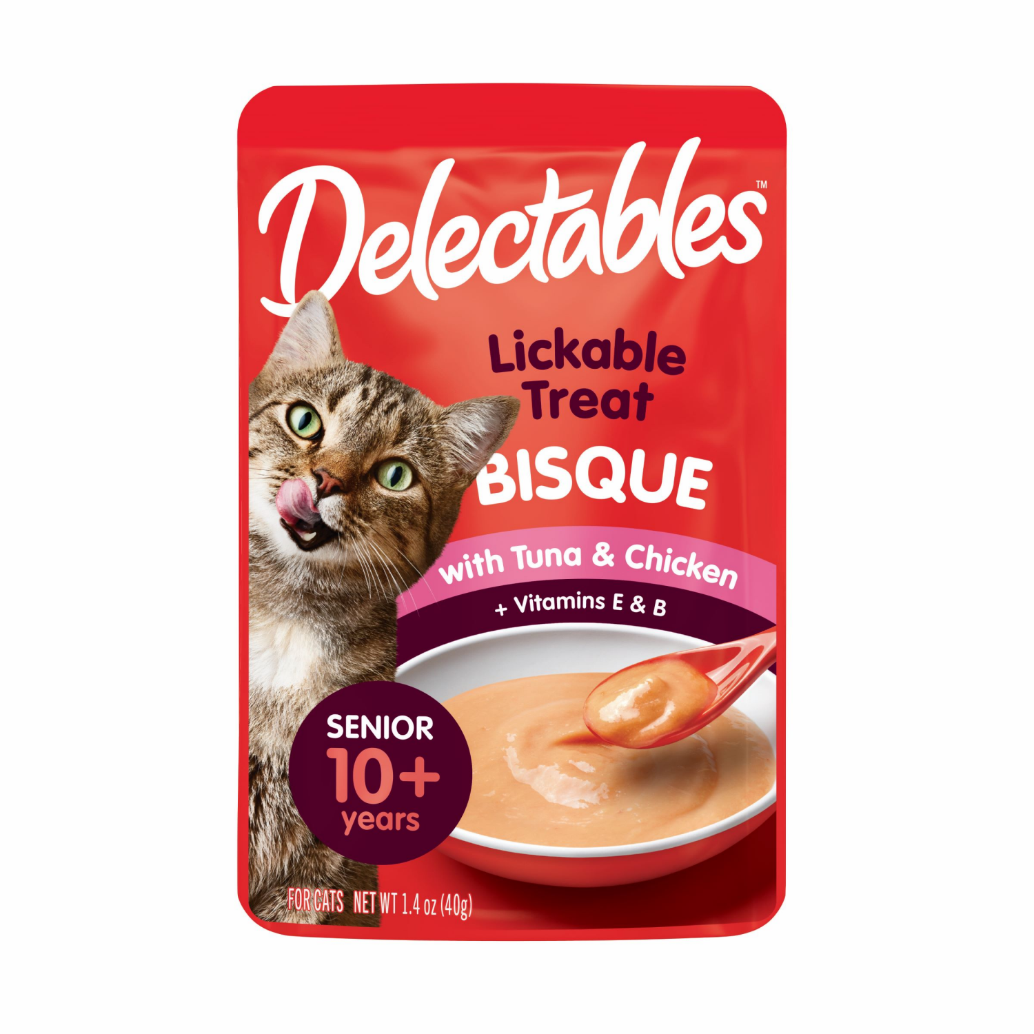 slide 1 of 2, Delectables Senior 10+ Years Bisque with Tuna & Chicken Lickable Treat 1.4 oz, 1.4 oz