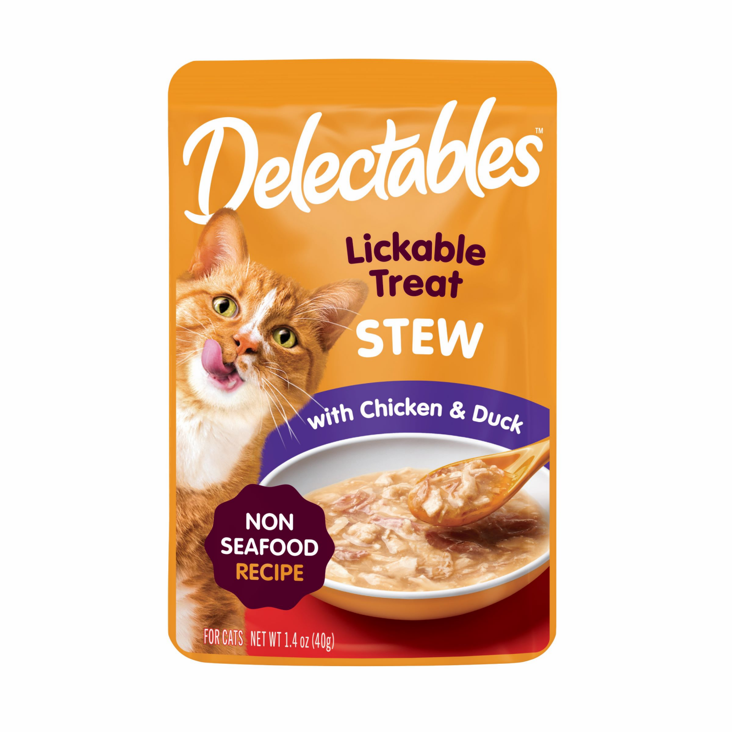 slide 1 of 2, Delectables Cat Treat, Stew Chicken Duck, 1.4 oz