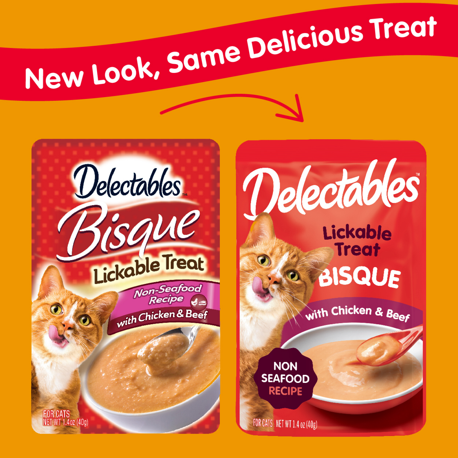 slide 3 of 3, Delectables Cat Treat, Bisque Chicken Beef, 1.4 oz