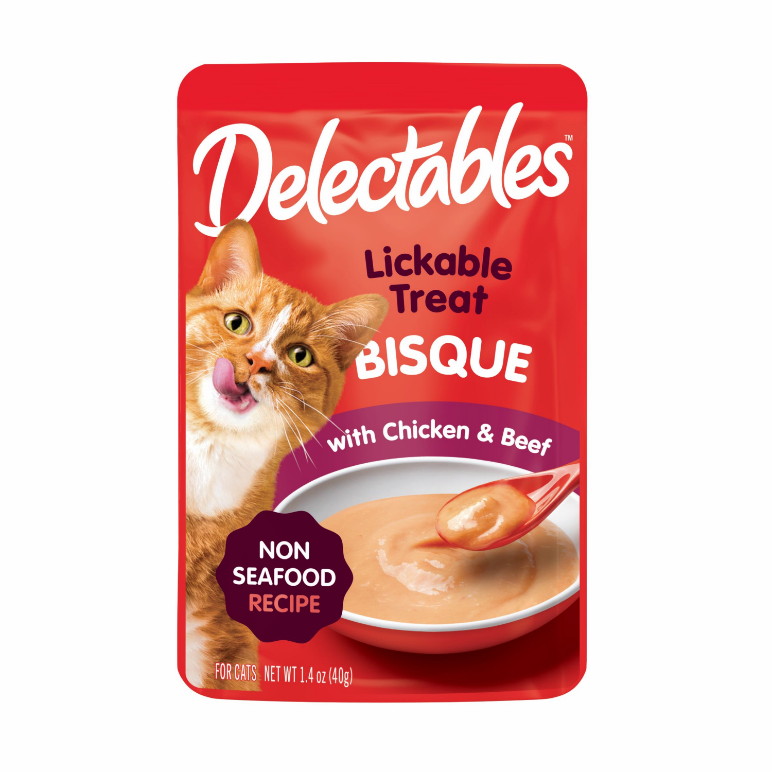 slide 1 of 3, Delectables Cat Treat, Bisque Chicken Beef, 1.4 oz
