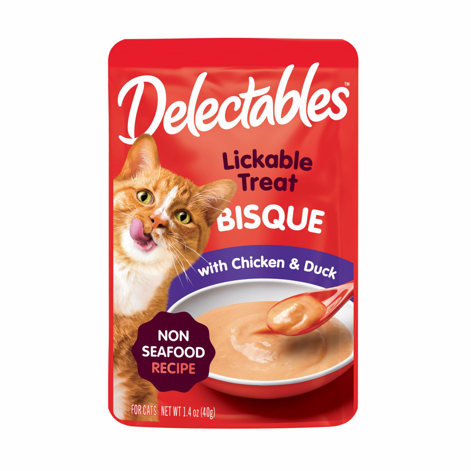 slide 1 of 2, Delectables Cat Treat, Bisque Chicken Duck, 1.4 oz