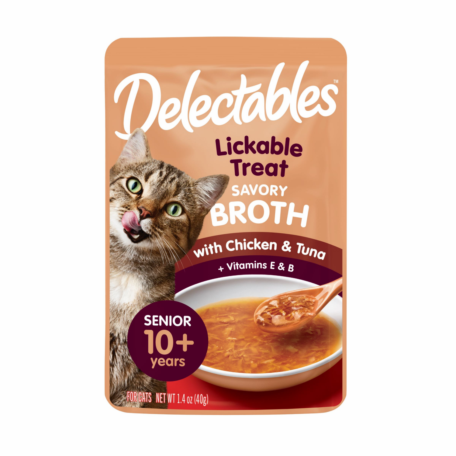 slide 1 of 2, Delectables Savory Broths Senior Lickable Treat, Chicken & Tuna, 1.4 oz