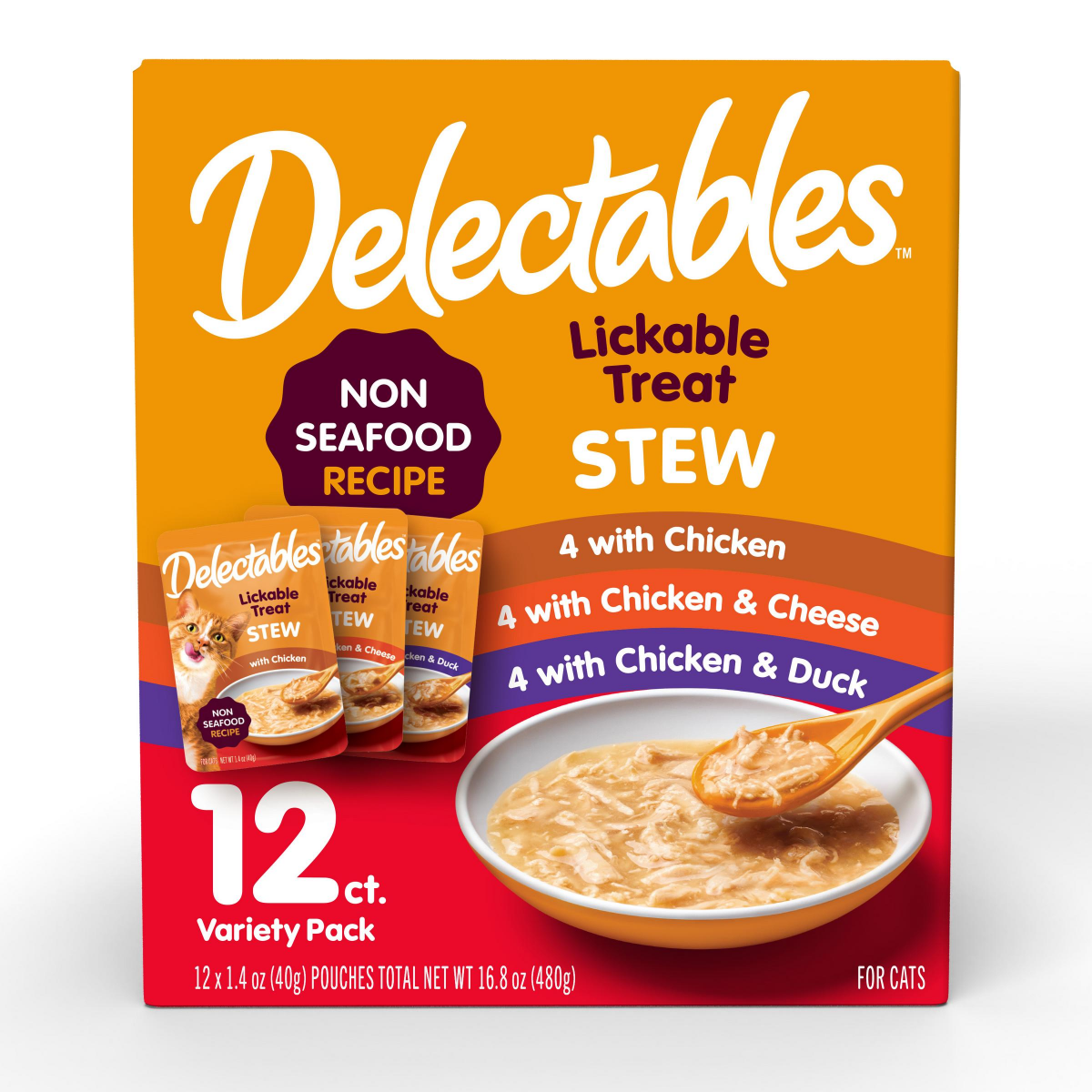 slide 1 of 1, Delectables Hartz Delectables Stew Non-Seafood Lickable Cat Treats Variety Pack, 12ct, 12 ct