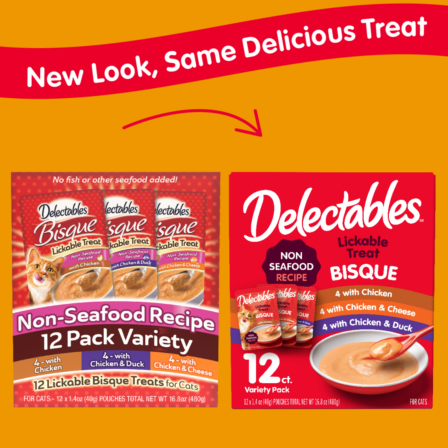 slide 2 of 2, Delectables Hartz Delectables Bisque Non-Seafood Lickable Cat Treats Variety Pack, 12ct, 12 ct