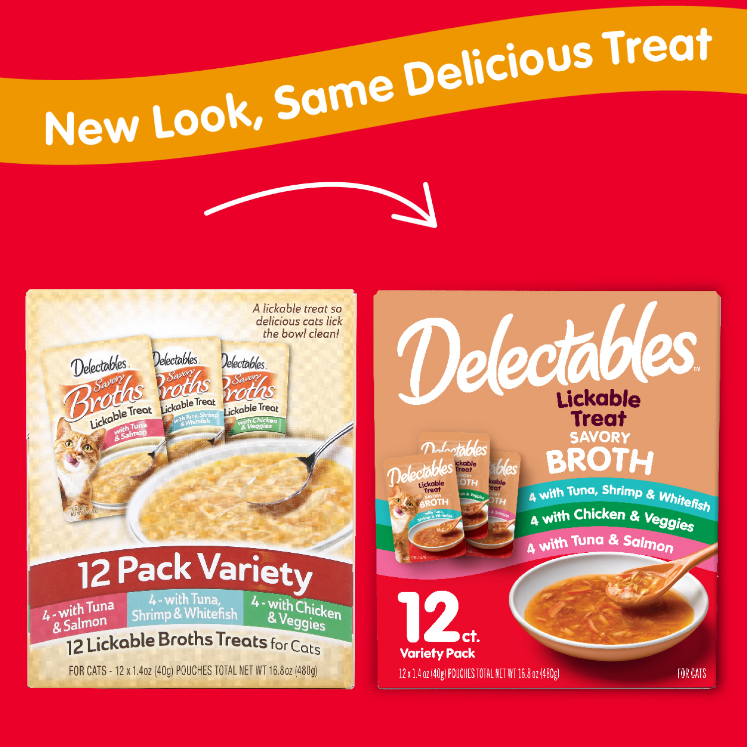 slide 2 of 2, Delectables 12 Pack Variety Savory Broths Lickable Treats for Cats 12 Pouches 1.4 oz Pouch 12 ea, 12 ct