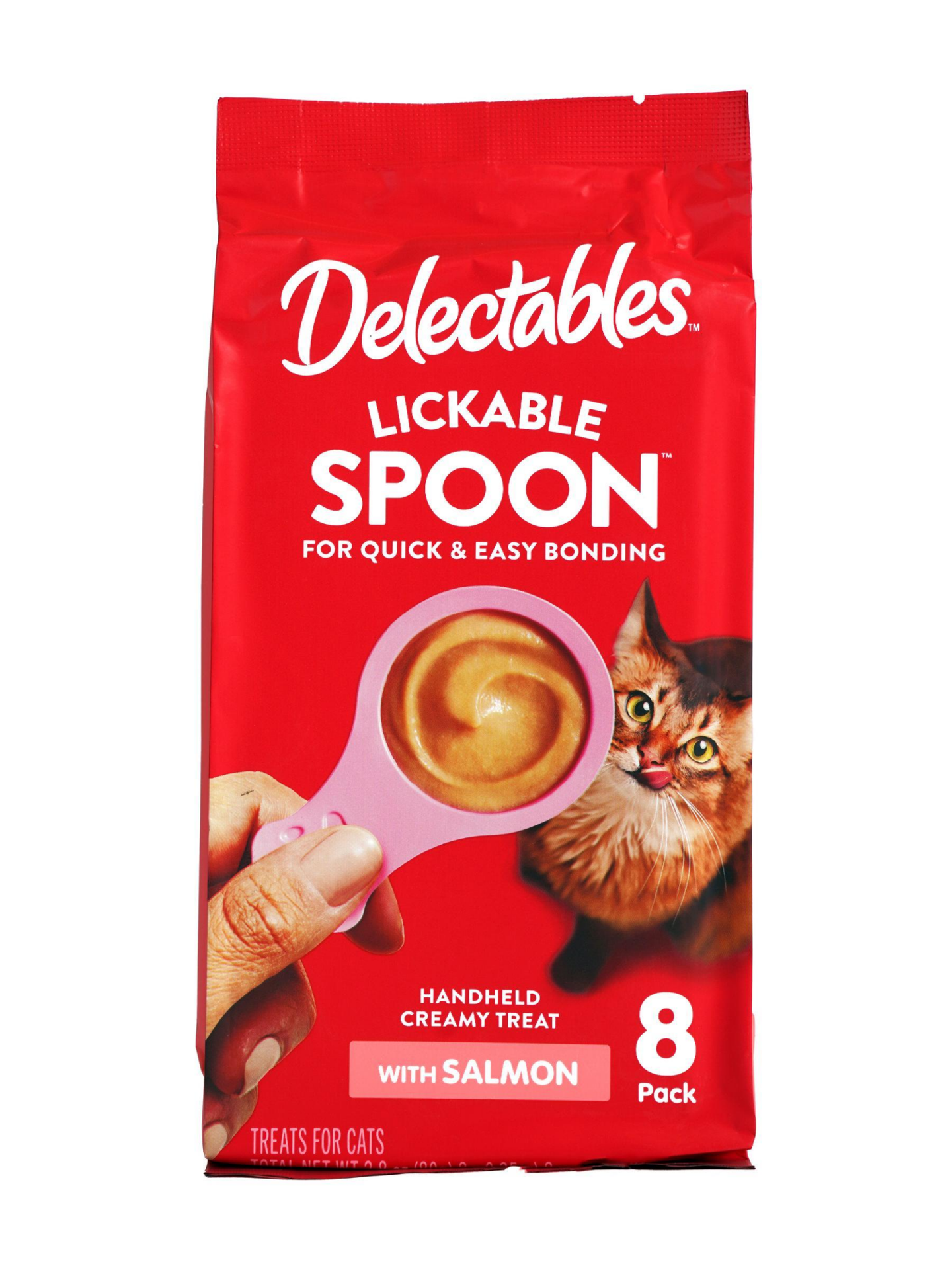 slide 1 of 1, Delectables Lickable Spoon with Salmon Treats for Cats 8 - 0.35 oz Packs, 8 ct