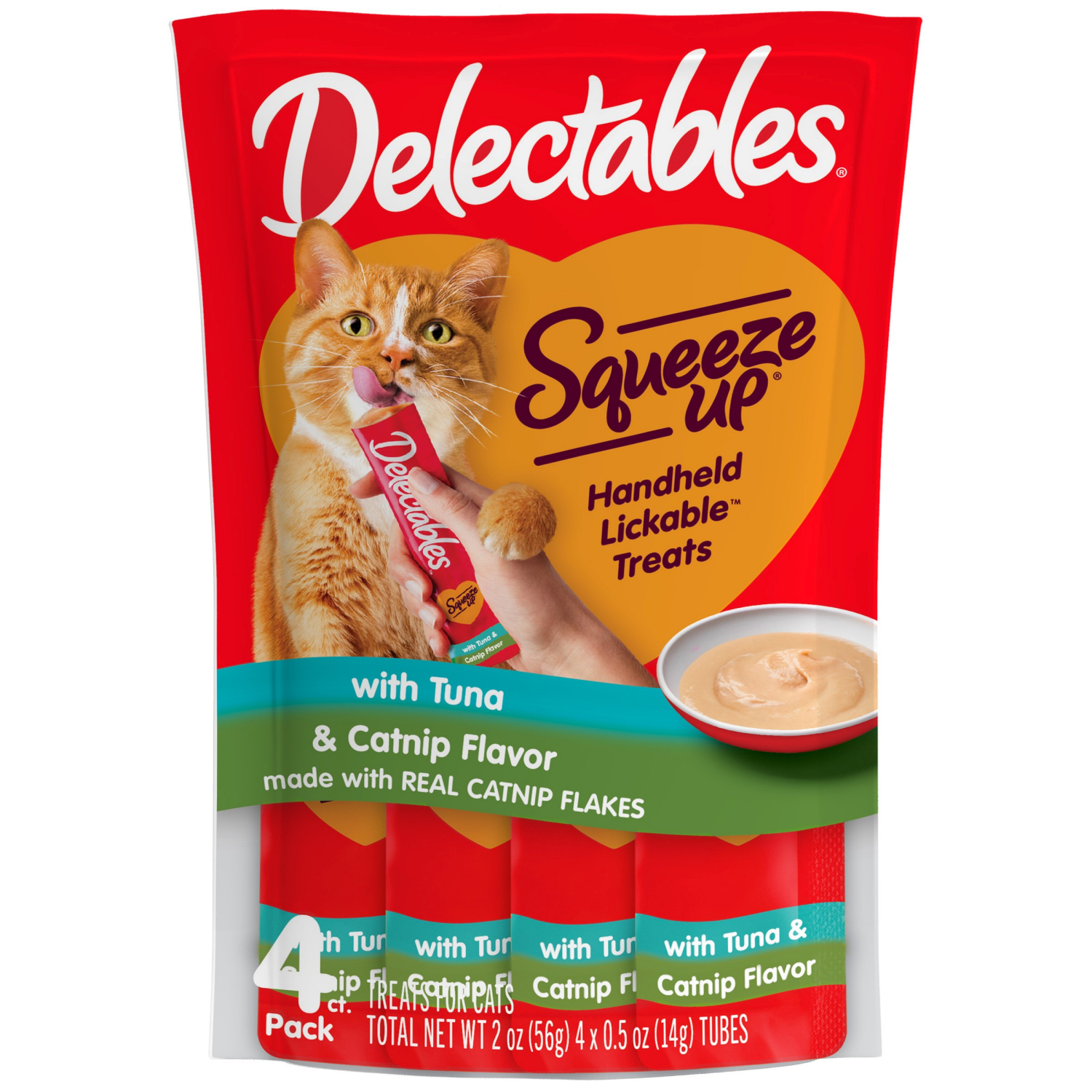 slide 1 of 1, Delectables Cat Treat Squeeze Up Tuna & Catnip Flavor, 4 Ct., 4 ct