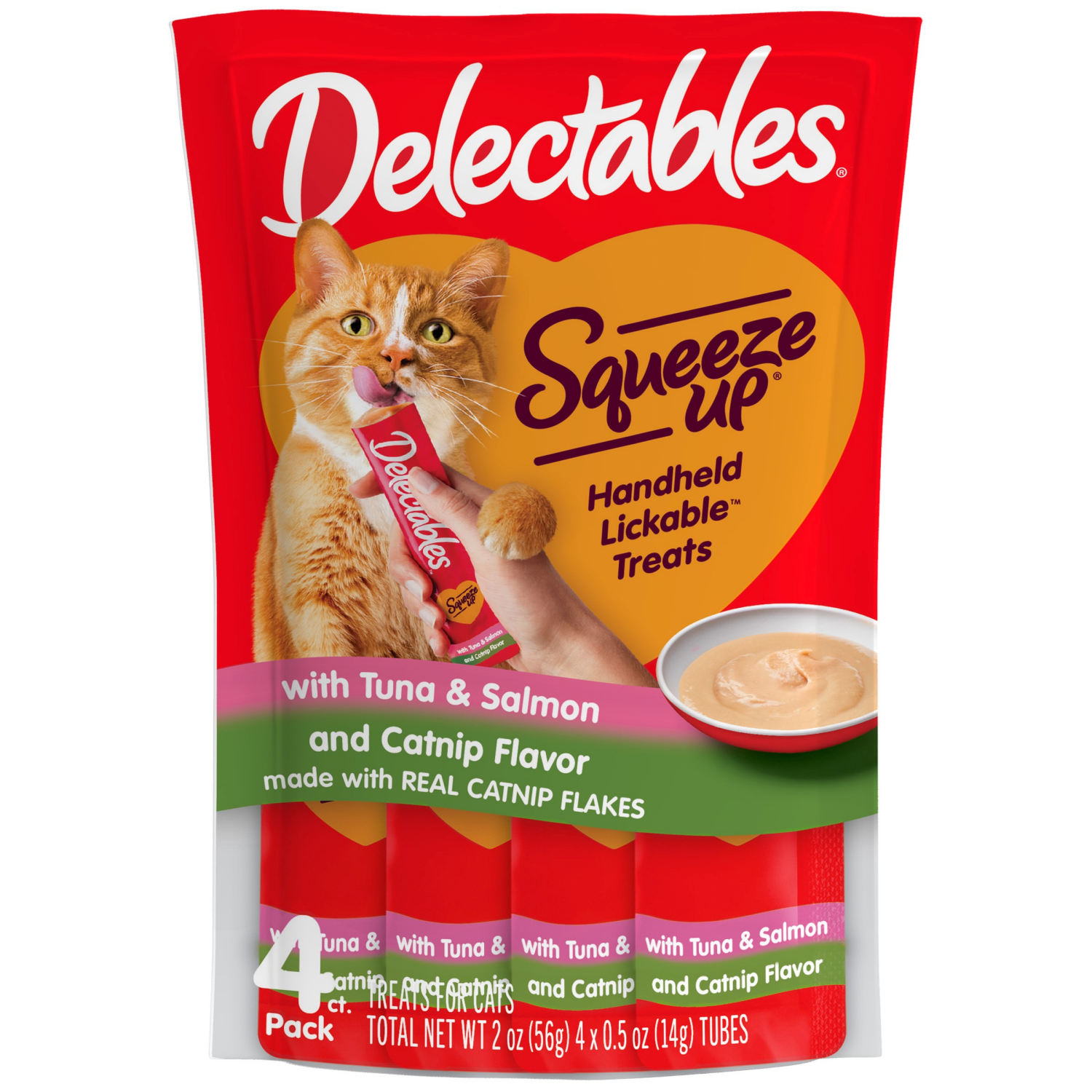 slide 1 of 1, Delectables Squeeze Up with Tuna & Catnip Flavor Treats for Cats 4 - 0.5 oz Tubes, 4 ct