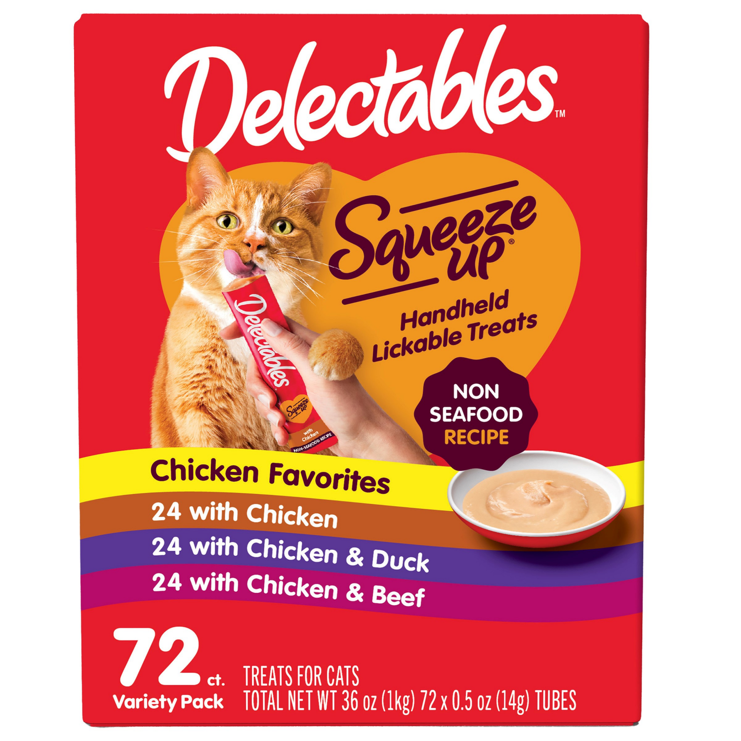 slide 1 of 1, Delectables Cat Treat Squeeze Up Non-Seafood Variety Pack, 72 Ct., 72 ct