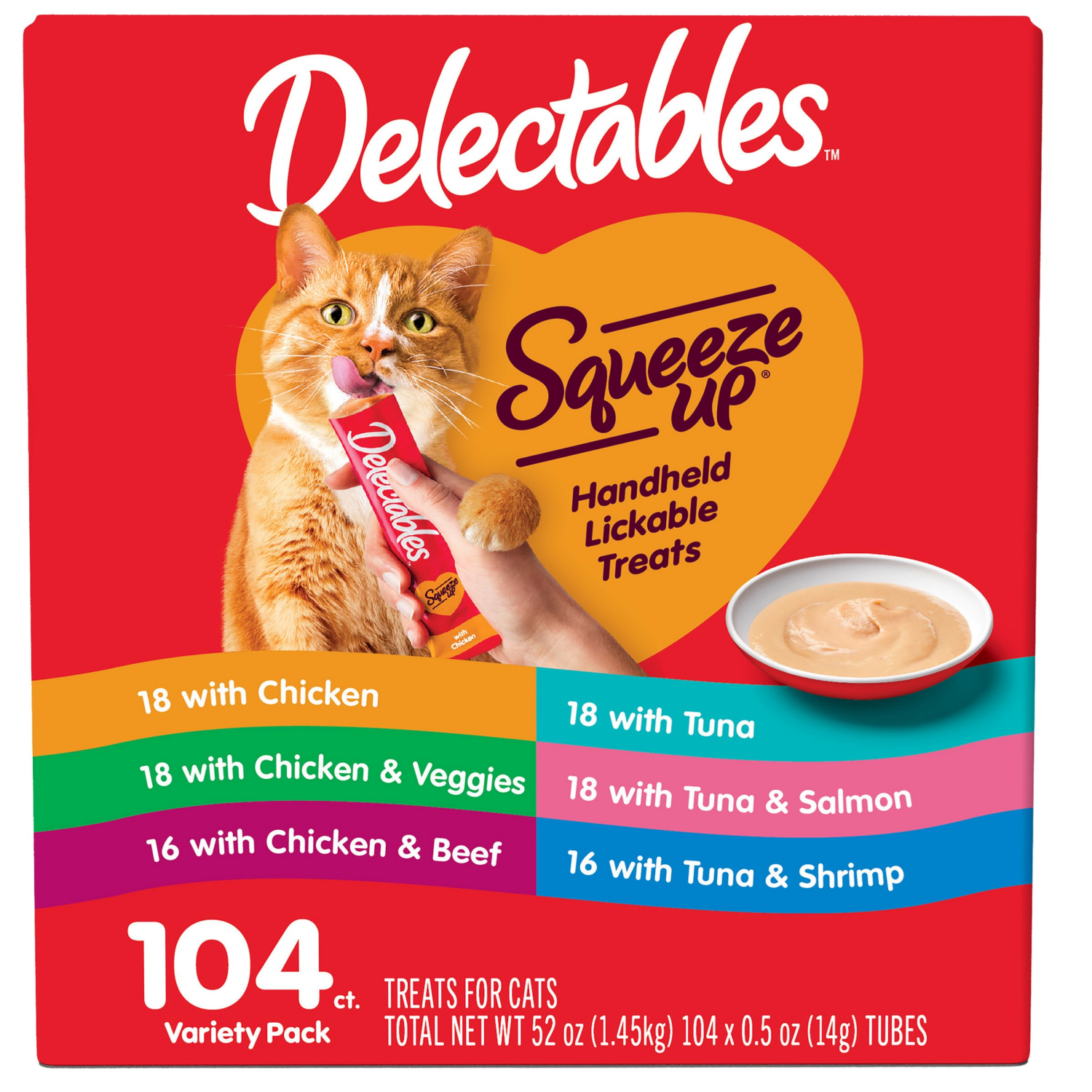 slide 1 of 1, Delectables Cat Treat Squeeze Up Variety Pack, 104 Ct., 104 ct